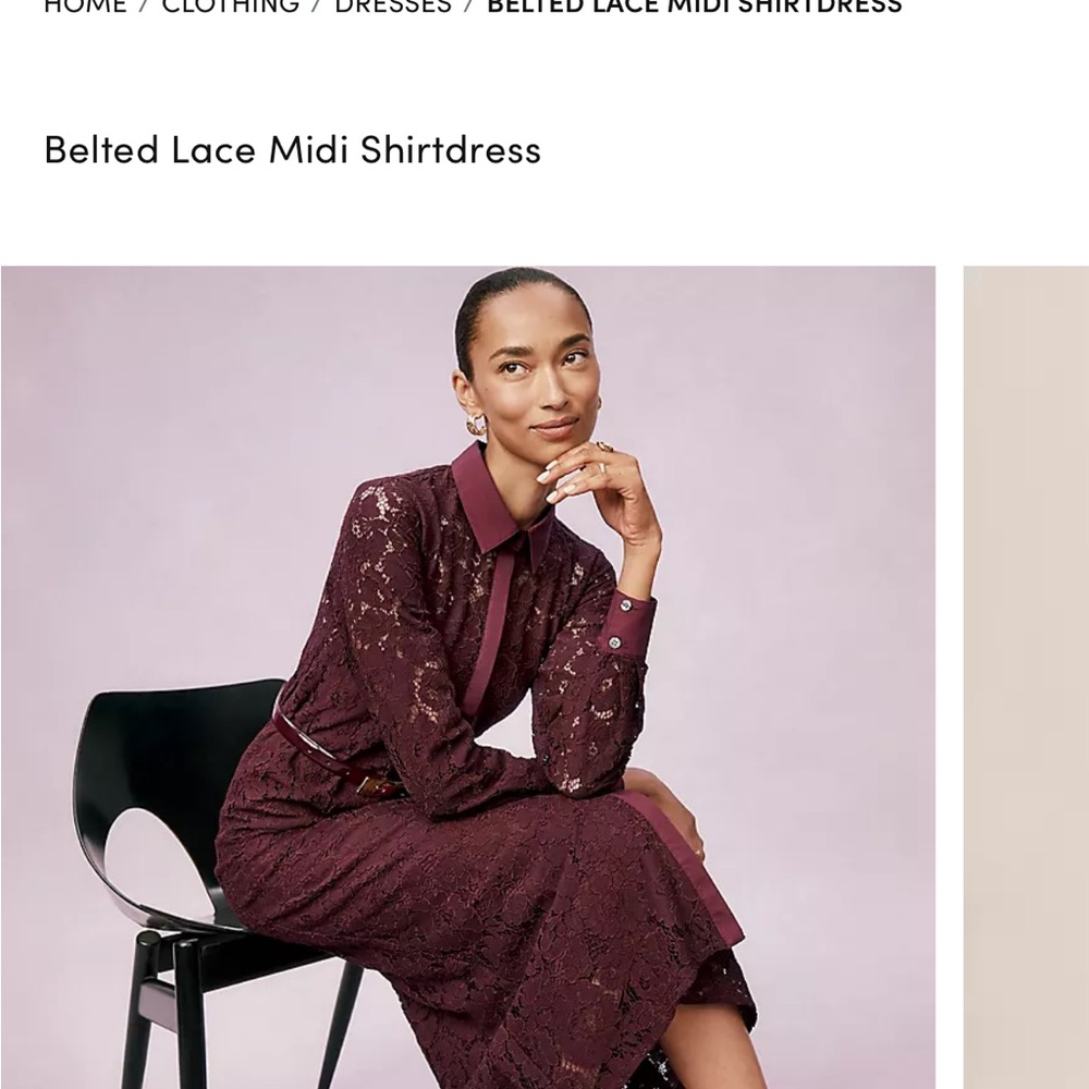 Ann Taylor Deep Red Lace Midi Dress